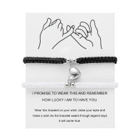 2 unids/set corazón romántico magnético atraer pareja para Mujeres Hombres moda cuerda trenzada pulsera a juego joyería de amistad - details 25