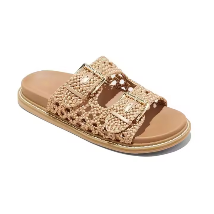 Sandalias deslizantes nuevas zapatillas de fondo plano con cabeza redonda y suela suave, chanclas de suela gruesa de goma para mujer - 1