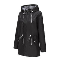 Camiseta impermeable con capucha a rayas de manga larga para mujer, longitud media - details 41