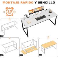 Escritorio pequeño para Ordenador, 100 x 50 x 73 cm Escritorio, Mesa de Oficina en casa, Escritorio para Ordenador portátil, Mesa de Diseño Industrial Blanco - details 12