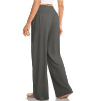 Pantalones De Algodón Y Lino Para Mujer Estilo Casual Cintura Baja De Temporada Todo El Año Pantalones Rectos Caídos De Pierna Ancha Color Sólido De Media Altura - details 15
