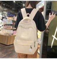 Mochila de nylon estilo universitario 2025, gran capacidad para portátiles y viajes, con correas ajustables, cierre de cremallera, forro de poliéster, pintura de borde gratuita - Disponible en blanco, negro, azul, verde, mochila para viajes - details 5