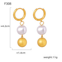 Elegantes pendientes de Perlas de Agua Dulce colgantes de Mujeres colgantes de Maple en todos los colores con pendientes de Anillo Redondo de Amor en stock - details 0