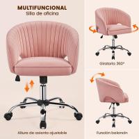 Oficina Terciopelo Rudas Giratorias 360 °    Función Inclinación Sillon Trabajo Altura Ajustable Tapizada Terciopelo Rosa - details 1