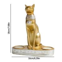 Estatua de Gato Egipcio Vintage Figura de Gato diosa de Resina para Decoración del Hogar Portavelas - details 11
