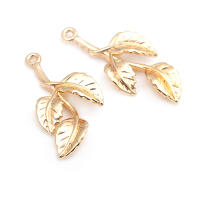 Colgantes de hojas de árbol de latón de Color dorado de 18K, accesorios para collar y pendientes, joyería Diy de alta calidad - details 10