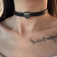 Collar Vintage Para Mujer En Cuero Negro Estilo Punk Gótico Oscuro Joyería Dulce Para Banquete Regalos De Subcultura Dark - details 2