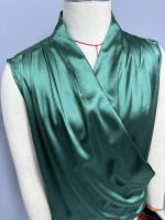 Blusa de satén sin mangas para primavera y verano para mujer, camiseta sin mangas fruncida, nueva camisa Sexy - details 3