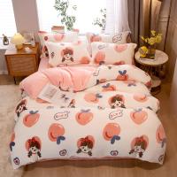 Sábana de Terciopelo Cálido Coral para Invierno con Estampado de Flor Hueso de Couette Suave y Grueso 240x220 - details 28