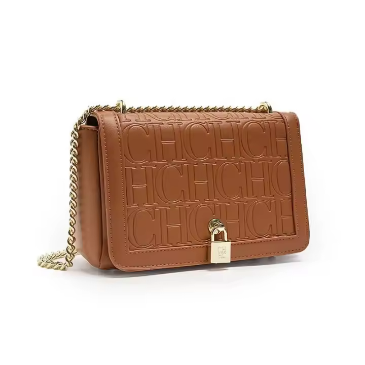 CH Metal Lock Design Color sólido Marca Carta Impresión Cadena Mujer Versátil Commuter Moda Bandolera con solapa Mochila de lujo de alta gama - 1