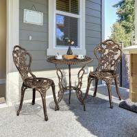 Conjunto de Mesa y Sillas Exterior Vintage Juegos de Muebles de Jardín de Aluminio Una Mesa con Dos Sillas para Balcón Bronce - details 1