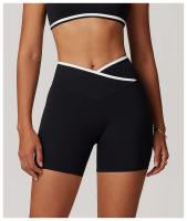Yoga mujeres Fiess correr ciclismo transpirable deportes Leggings cruzado cintura alta verano entrenamiento gimnasio pantalones cortos - details 13