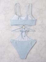 Bañador Sexy de una pieza para mujer, traje de baño de Color sólido, Bikini a rayas, novedad de 2024 - details 13