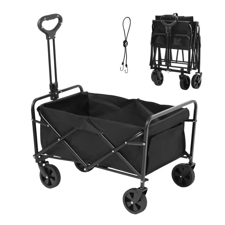 SucceBuy Carro plegable plegable, carrito de playa de 2 pies cúbicos con ruedas todoterreno de 5 pulgadas, capacidad resistente de 220 libras, carro plegable - 1