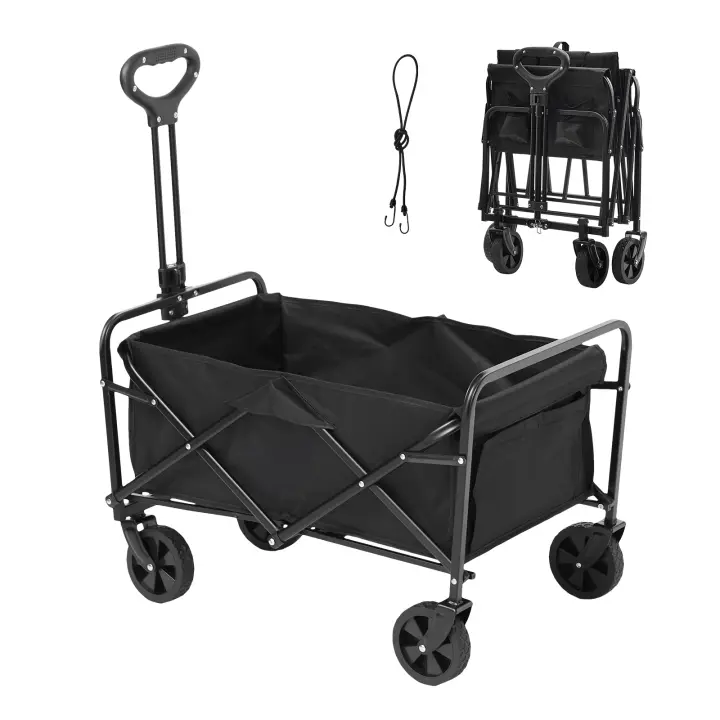 SucceBuy Carro plegable plegable, carrito de playa de 2 pies cúbicos con ruedas todoterreno de 5 pulgadas, capacidad resistente de 220 libras, carro plegable - 1