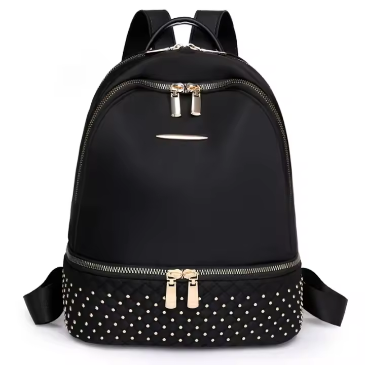Mochila de gran capacidad para mujer, bolso escolar Retro de tela Oxford, Popular, antirrobo con remaches, bolso de hombro con múltiples bolsillos, novedad - 1