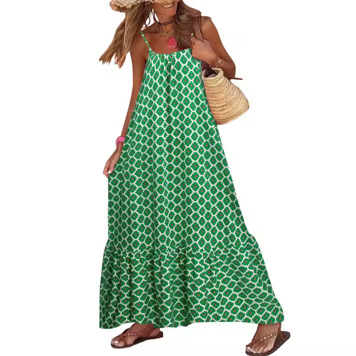 Vestido Boho Largo sin Mangas Vestido de Playa Bohemio para Mujer en Verano - 1