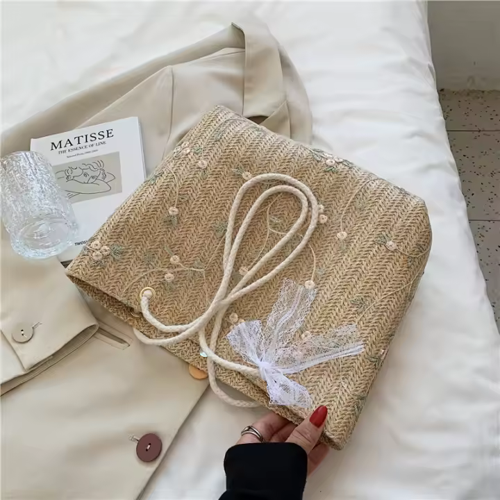 Bolso de Hombro Occidental Minimaltamente Tejido Mariposa Lazo, Bolso de Mano Tejido Fresco, Nuevo Bolso de Mujer Popular 2021 - 1