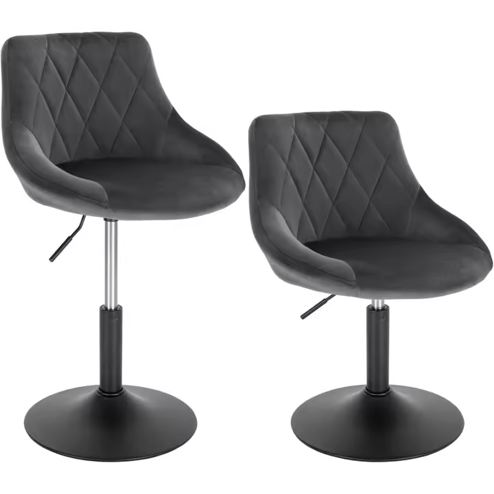 2X Taburete de Bar con Respaldo Terciopelo Taburetes Alto Cocina Regulable en Altura Taburete Giratorio Peluquería Sillas Bar Taburete de Escritorio Azul BH242bl-2 - 1