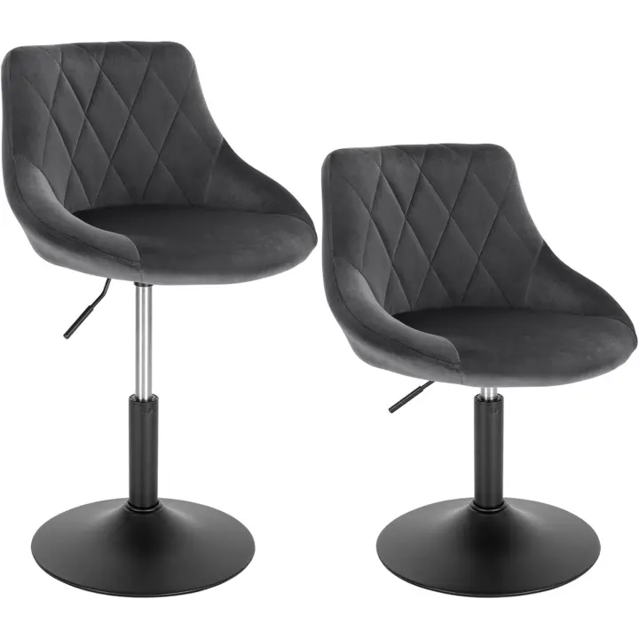 2X Taburete de Bar con Respaldo Terciopelo Taburetes Alto Cocina Regulable en Altura Taburete Giratorio Peluquería Sillas Bar Taburete de Escritorio Azul BH242bl-2 - 1