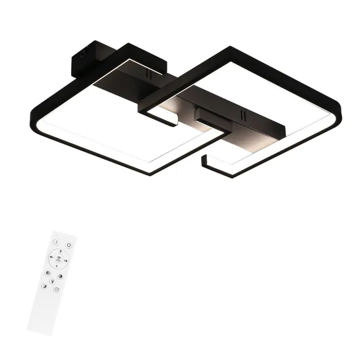 CBJKTX 45W LED Luz de Techo Metal 60CM Sala de Estar Regulable con Control Remoto Diseño Moderno Negro para Dormitorio Comedor - 1