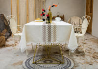 Mantel Rectangular Impermeable de algodón Lino con Borlas, Mantel Antimanchas, Impermeable, para Mesa de Comedor - details 15