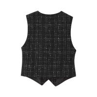 BUNO-Chaleco elegante a cuadros para mujer, chaleco con botones centrales, ropa de calle, top corto de tartán, prendas de vestir, 2025 - details 2