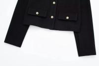 Chaqueta Corta Elegante para Mujer 2024 Cuello Redondo Manga Larga Abrigo con Bolsillo de Volteo Casual de Moda para Mujeres - details 27