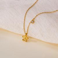 Collar de acero inoxidable para mujer estilo INS: delicado colgante de flor de circón, cadena de gargantilla minimalista, joyería diaria - details 1