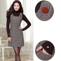 Vestido de lana caliente para mujer, primavera Otoño Invierno 2024, vestido sin mangas con bolsillo, chaleco a cuadros para mujer, vestidos ajustados 5XL - details 2