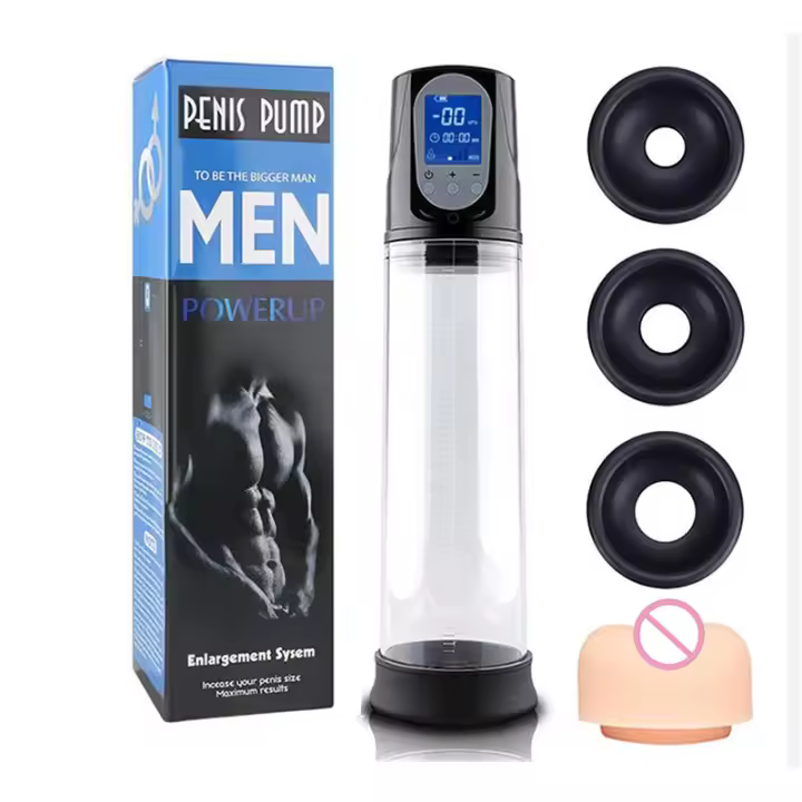 Juguete sexual con bomba de pene eléctrica impermeable, retráctil y giratoria para hombres, masturbador con bomba de vacío para agrandar el pene con 2 modos de presión de vacío para erecciones más fuertes, juguete sexual extensor de pene, para hombres - 1