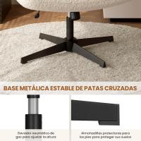 Silla de Oficina sin Reudas, Silla Piernas Cruzadas con Función Mecedora, Silla de Escritorio Ancha para Juegos, Silla de Maquillaje sin Brazos para Casa, Marfil - details 8