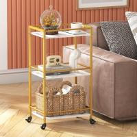 Carrito Auxiliar de 3 Niveles,Carrito de Servicio de té con Ruedas con Bloqueo,Carrito de Cocina y Alcohol para Comedor y Sala de Estar,43,2 x 30 x 81,5 cm, Marrón rústico - details 15