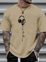 Camisetas de manga corta con estampado musical para hombre, cómodas camisetas informales elásticas con cuello redondo, ropa para hombre - details 1
