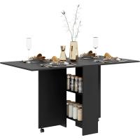 Mesa Plegable de Comedor Mesa de Cocina Plegable con Ruedas Alas Abatibles y Estantes para 4-6 Personas 75x140x74 cm Cemento Gris - details 35
