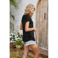 BUNO-2025 Camisetas para mujer de manga larga de algodón para mujer, camisetas con manga casquillo y cuello en V, camiseta informal holgada de manga larga de algodón para mujer - details 29