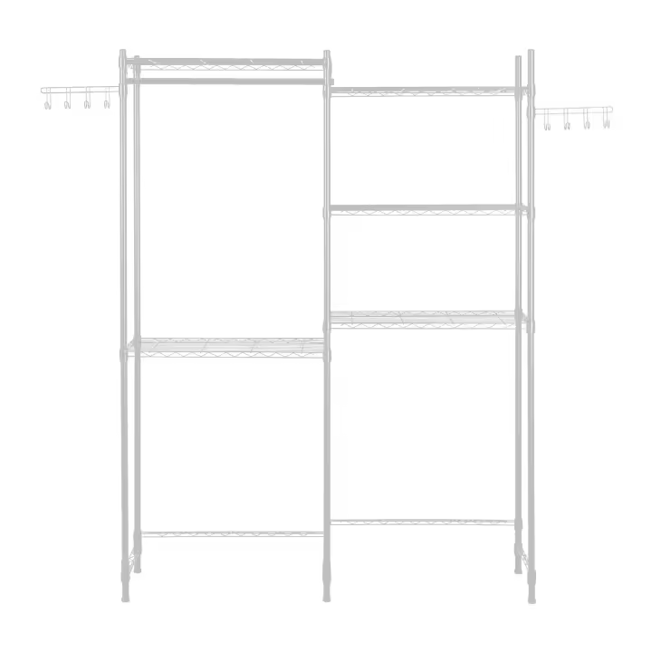 SucceBuy Estantes de almacenamiento para lavadora y secadora, estante para lavandería de 5 niveles con barra para colgar y ganchos, estantes ajustables de doble fila para una organización de lavandería que ahorra espacio, blanco - 1