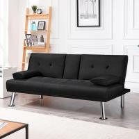 Sofá Cama Plegable de Poliéster 2 Plazas Soporte de Botella 167 X94 cm Max Capacidad 350 KG Gris - details 23