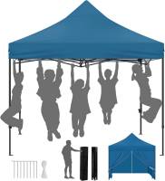 Gazebo Party Tent 3x3m con 4 paredes laterales y puerta con cremallera y ventana azul - details 4