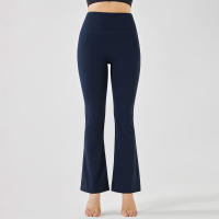 Hamidou-mallas de Yoga de cintura alta para mujer, pantalones de entrenamiento elásticos, de pierna ancha, acampanados, de color sólido, para Fitness - details 7