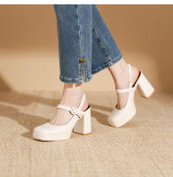 Zapatos Mary Jane de charol con punta cuadrada y tacón en bloque estilo hada = - details 11