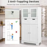 Armario Suelo de Baño, Mueble de Baño con Estantes Ajustables, Mueble de Almacenaje con Cajones y Doble Puerta, Mueble Lateral Multifuncional para Cocina (Gris) - details 18