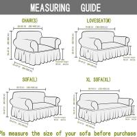 Fundas de sofá elástica de alta elasticidad con falda, Protector de muebles fácil de ajustar, Seersucker，Funda de sofá - details 1