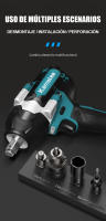 Kamolee-llave eléctrica sin escobillas, inalámbrica, 1800 N.m, batería y cargador incluidos, Compatible con batería Makita de 18V - details 4