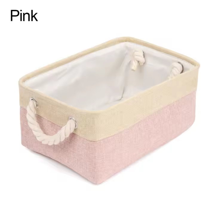Cesta de almacenamiento de lino plegable portátil, caja organizadora, suministros para el hogar, cesta de clasificación de artículos diversos, 1 unidad - 1