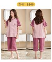 Conjunto de pijama de dibujos animados para mujer, pijama informal con cuello redondo, pantalones cortos y pantalones cortos, 100% algodón, verano, M-5XL - details 19
