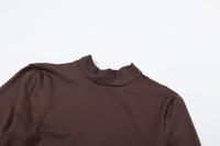 BUNO-Conjunto informal de 2 piezas para mujer, mono de manga completa con cuello redondo liso + faldas ajustadas con borlas plisadas a juego con trajes Hipster - details 16
