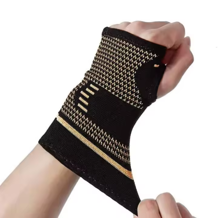 Guantes de compresión de cobre para deportes, protector de muñeca, guantes elásticos para artritis, soporte de muñeca para Fitness, 1 unidad - 1
