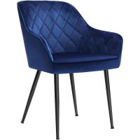 Silla de Comedor de Terciopelo Silla de Cocina con Respaldar Carga Máx. 120 kg Patas de Metal - details 37