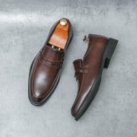 Zapatos formales de negocios para hombre, calzado de cuero PU de tacón bajo, estilo británico, hebilla de Metal a la moda - details 6